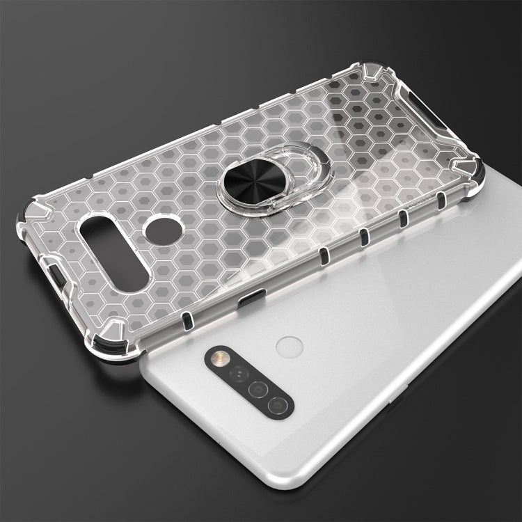 For LG K51 Shockproof Honeycomb PC + TPU Ring Holder Protection Case