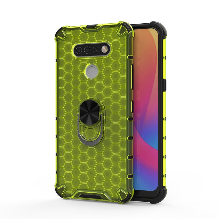 For LG K51 Shockproof Honeycomb PC + TPU Ring Holder Protection Case