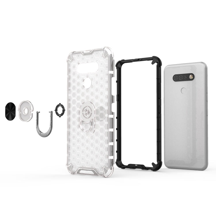 For LG K51 Shockproof Honeycomb PC + TPU Ring Holder Protection Case