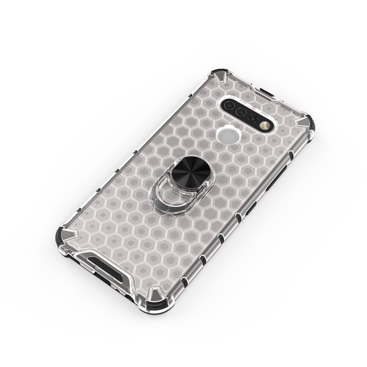 For LG K51 Shockproof Honeycomb PC + TPU Ring Holder Protection Case