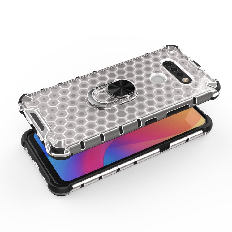 For LG K51 Shockproof Honeycomb PC + TPU Ring Holder Protection Case
