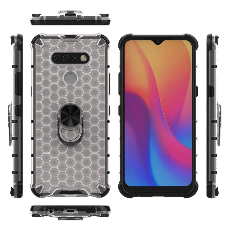 For LG K51 Shockproof Honeycomb PC + TPU Ring Holder Protection Case