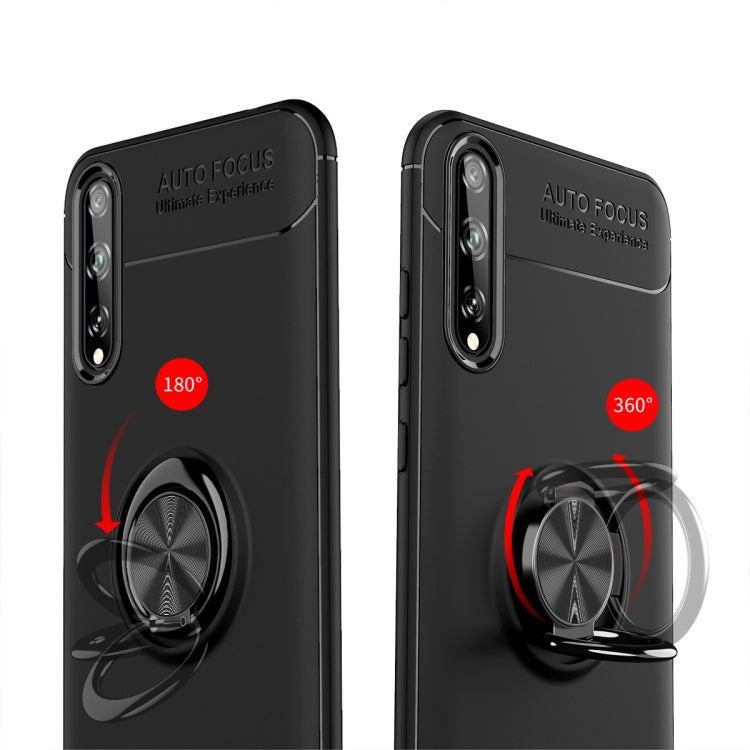 For Huawei Enjoy 10s Metal Ring Holder 360 Degree Rotating TPU Case(Black+Rose Gold)