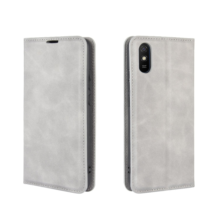 For Xiaomi Redmi 9A Retro-skin Business Magnetic Suction Leather Case with Holder & Card Slots & Wallet