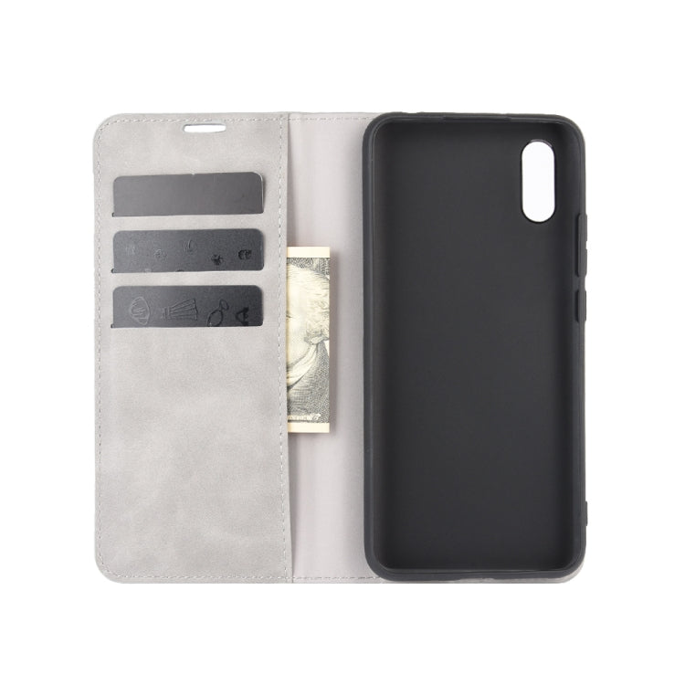 For Xiaomi Redmi 9A Retro-skin Business Magnetic Suction Leather Case with Holder & Card Slots & Wallet