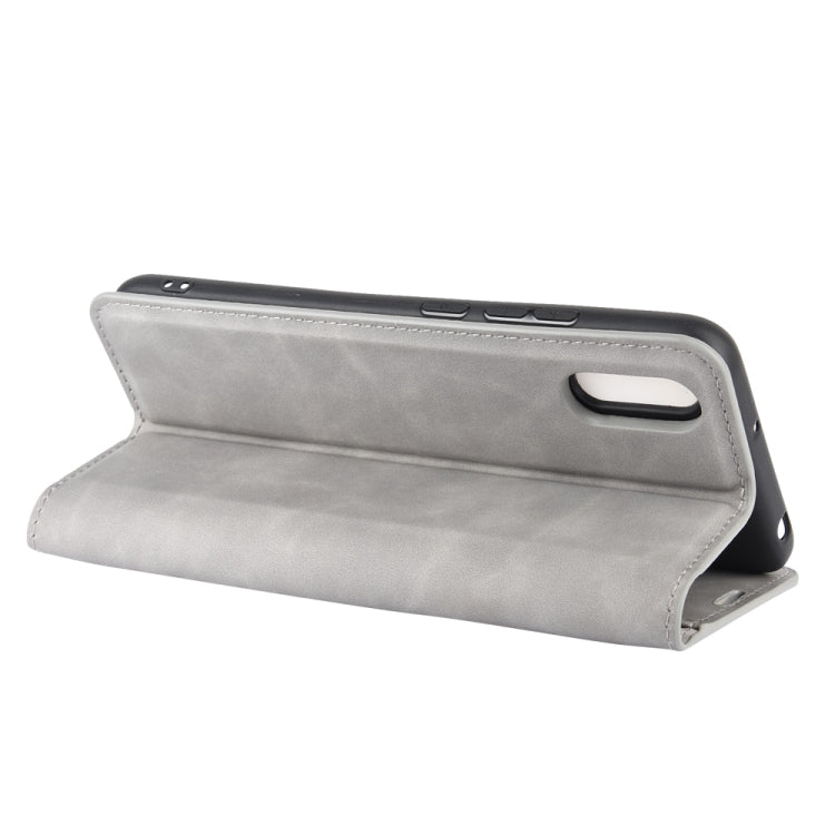 For Xiaomi Redmi 9A Retro-skin Business Magnetic Suction Leather Case with Holder & Card Slots & Wallet