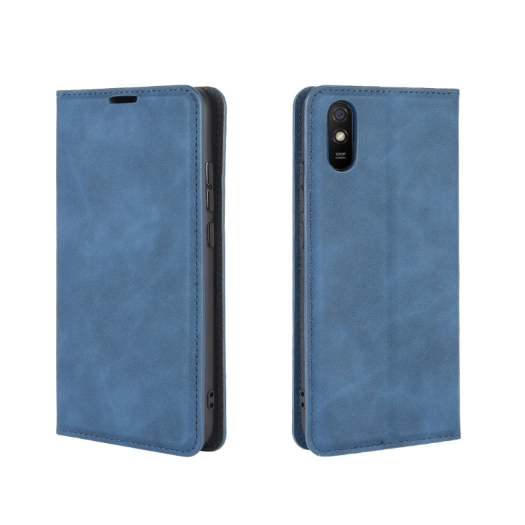 For Xiaomi Redmi 9A Retro-skin Business Magnetic Suction Leather Case with Holder & Card Slots & Wallet