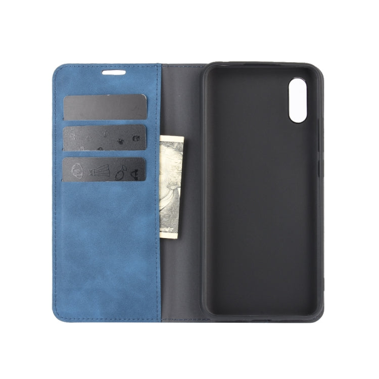 For Xiaomi Redmi 9A Retro-skin Business Magnetic Suction Leather Case with Holder & Card Slots & Wallet