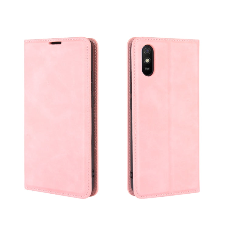 For Xiaomi Redmi 9A Retro-skin Business Magnetic Suction Leather Case with Holder & Card Slots & Wallet