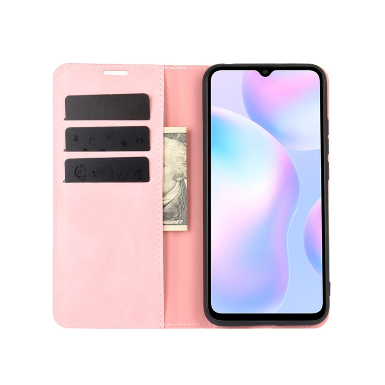 For Xiaomi Redmi 9A Retro-skin Business Magnetic Suction Leather Case with Holder & Card Slots & Wallet
