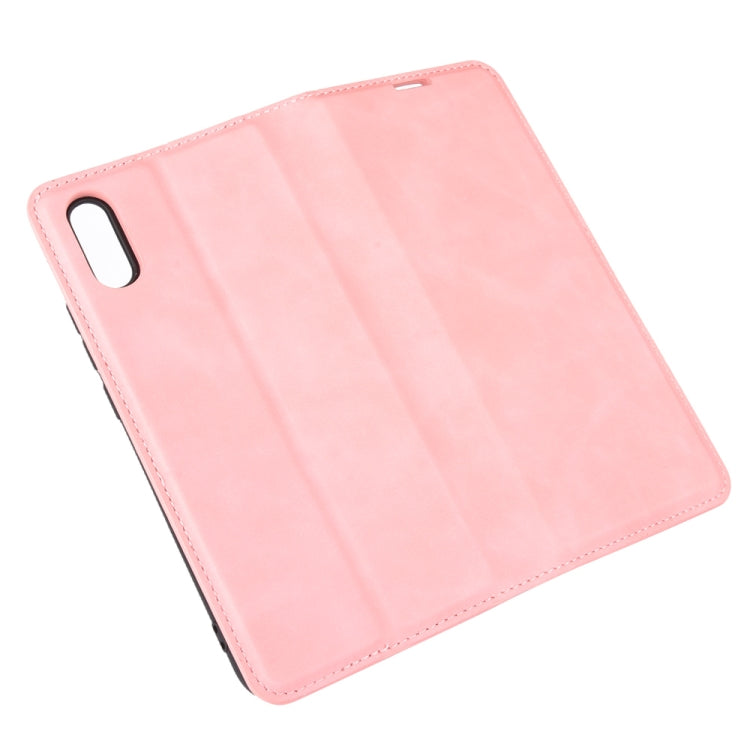 For Xiaomi Redmi 9A Retro-skin Business Magnetic Suction Leather Case with Holder & Card Slots & Wallet