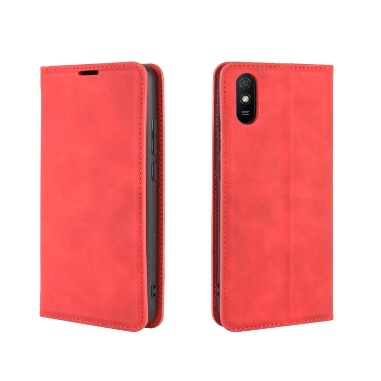 For Xiaomi Redmi 9A Retro-skin Business Magnetic Suction Leather Case with Holder & Card Slots & Wallet