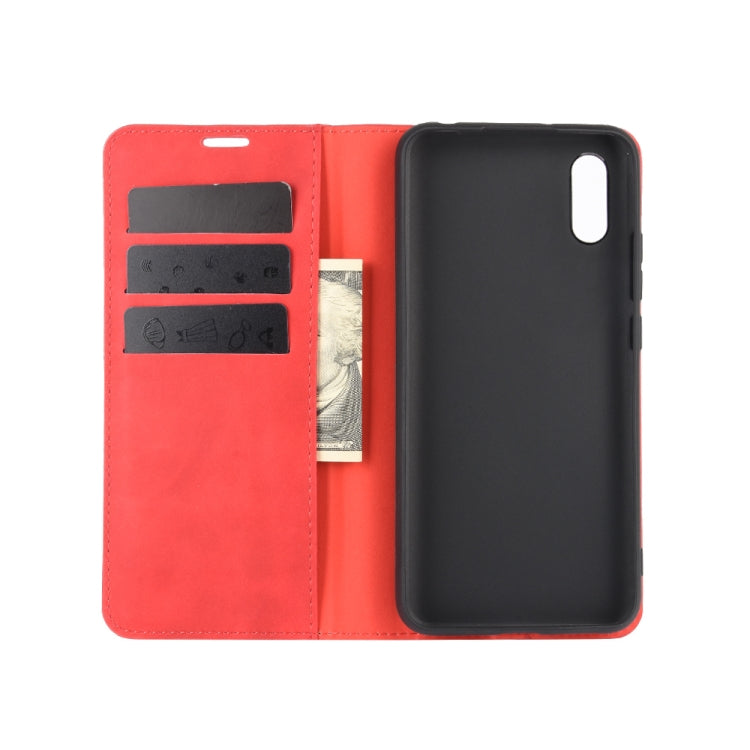 For Xiaomi Redmi 9A Retro-skin Business Magnetic Suction Leather Case with Holder & Card Slots & Wallet