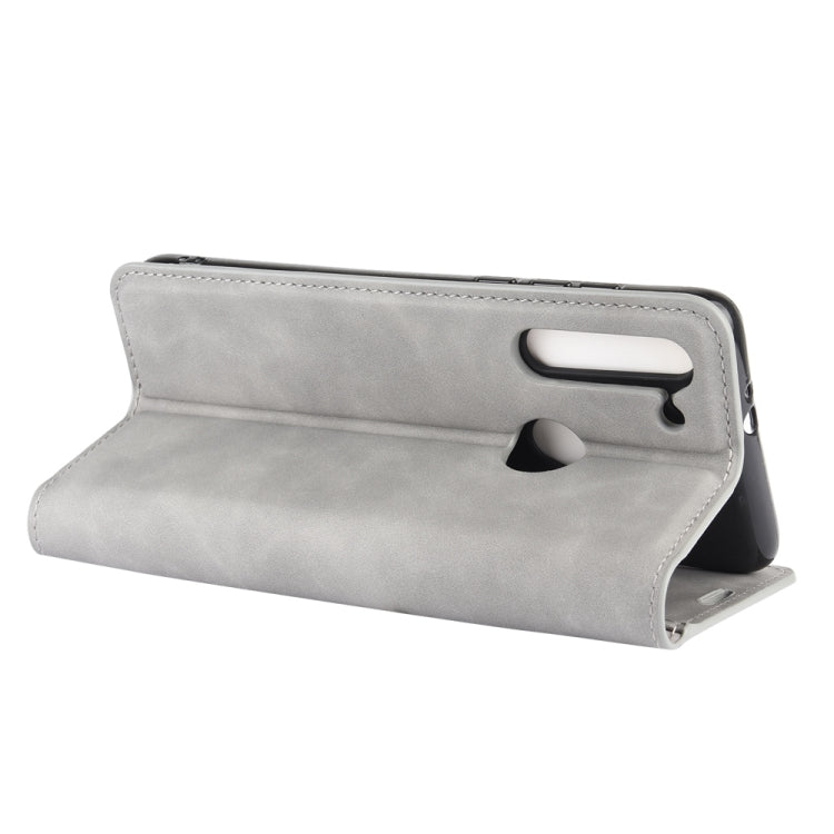 For Motorola Moto G8 Retro-skin Business Magnetic Suction Leather Case with Holder & Card Slots & Wallet