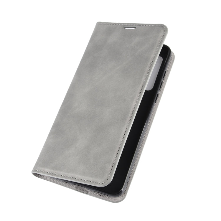 For Motorola Moto G8 Retro-skin Business Magnetic Suction Leather Case with Holder & Card Slots & Wallet