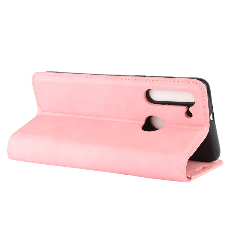 For Motorola Moto G8 Retro-skin Business Magnetic Suction Leather Case with Holder & Card Slots & Wallet