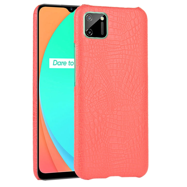 For Oppo Realme C11 Shockproof Crocodile Texture PC + PU Case