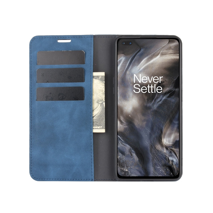 For OnePlus Nord Retro-skin Business Magnetic Suction Leather Case with Holder & Card Slots & Wallet
