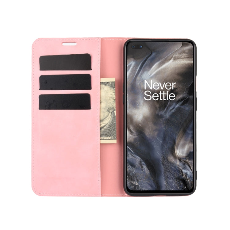 For OnePlus Nord Retro-skin Business Magnetic Suction Leather Case with Holder & Card Slots & Wallet