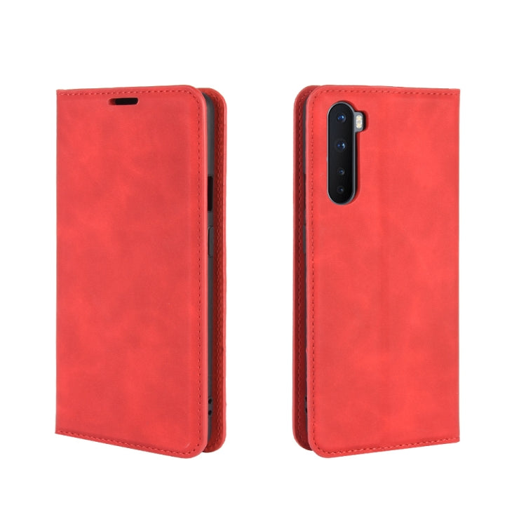For OnePlus Nord Retro-skin Business Magnetic Suction Leather Case with Holder & Card Slots & Wallet