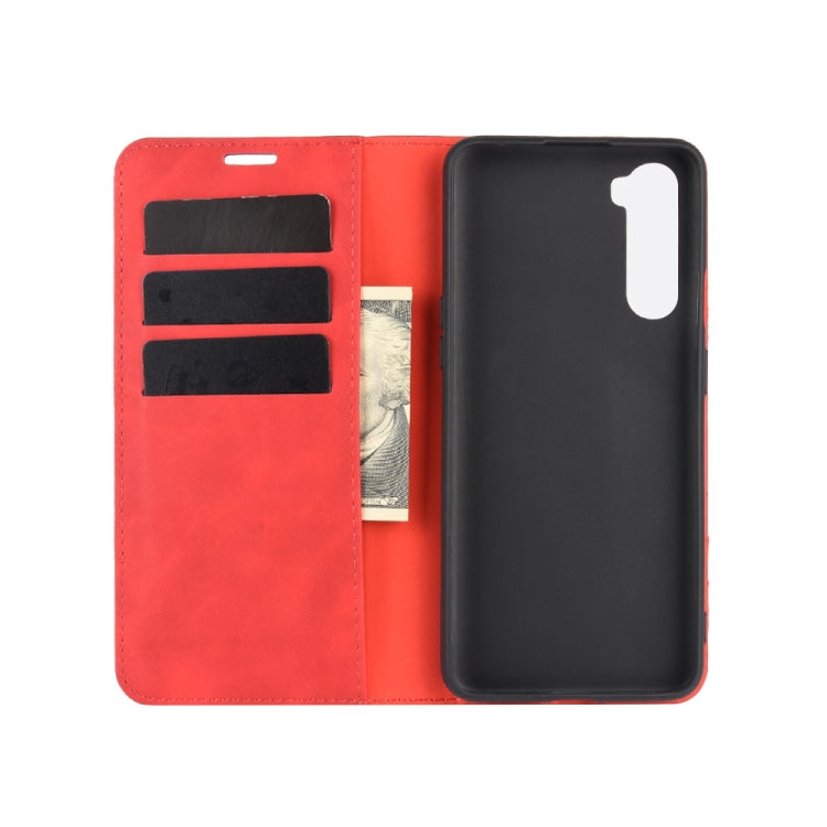 For OnePlus Nord Retro-skin Business Magnetic Suction Leather Case with Holder & Card Slots & Wallet
