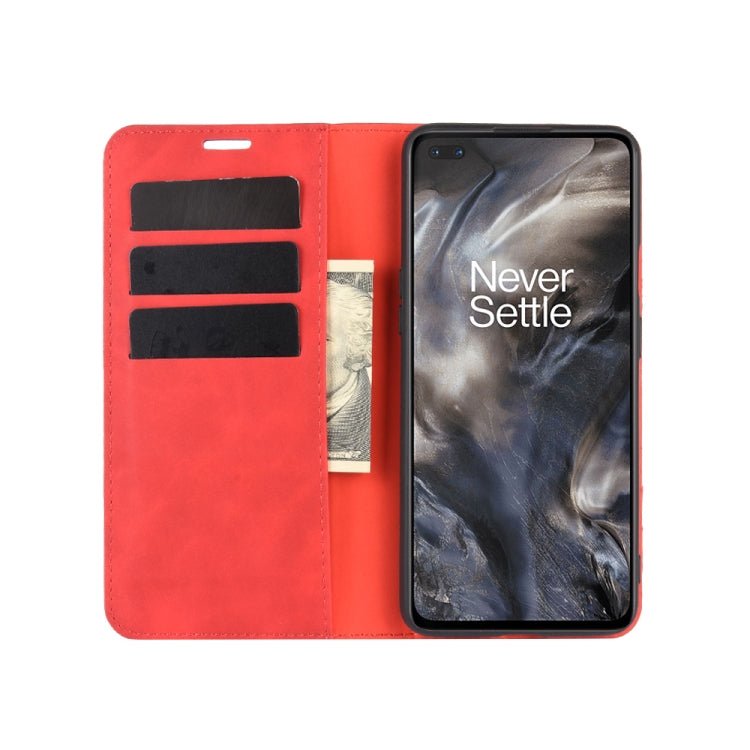 For OnePlus Nord Retro-skin Business Magnetic Suction Leather Case with Holder & Card Slots & Wallet