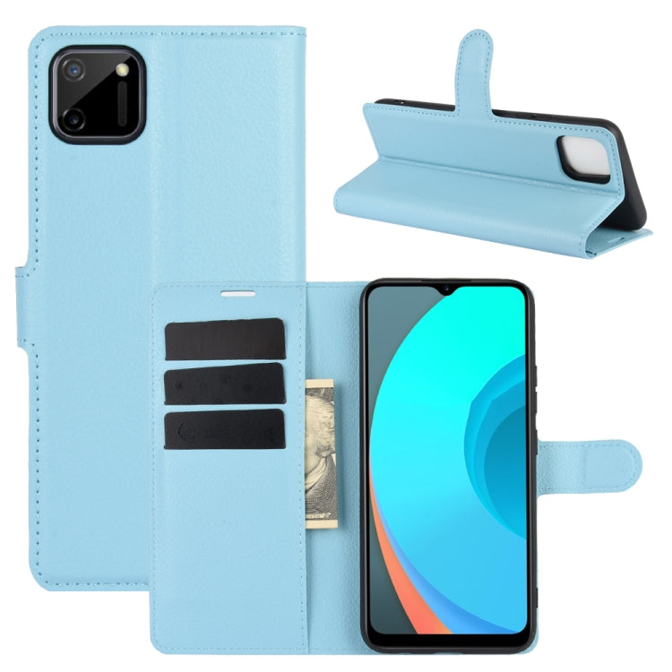 For OPPO Realme C11 Litchi Texture Horizontal Flip Protective Case with Holder & Card Slots & Wallet(Blue)