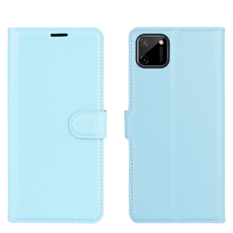 For OPPO Realme C11 Litchi Texture Horizontal Flip Protective Case with Holder & Card Slots & Wallet(Blue)
