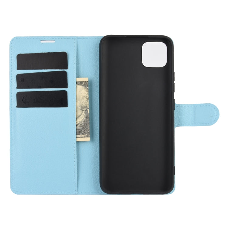 For OPPO Realme C11 Litchi Texture Horizontal Flip Protective Case with Holder & Card Slots & Wallet(Blue)