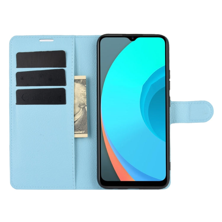 For OPPO Realme C11 Litchi Texture Horizontal Flip Protective Case with Holder & Card Slots & Wallet(Blue)