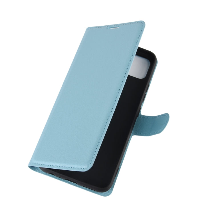 For OPPO Realme C11 Litchi Texture Horizontal Flip Protective Case with Holder & Card Slots & Wallet(Blue)