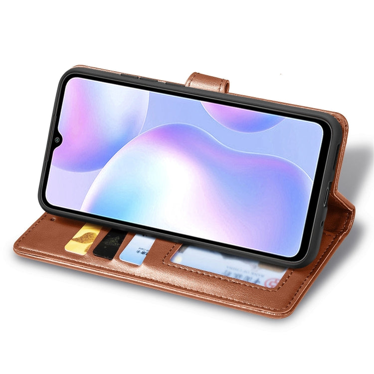 For Xiaomi Redmi 9A Retro Solid Color Leather Buckle Phone Case with Lanyard & Photo Frame & Card Slot & Wallet & Stand Function