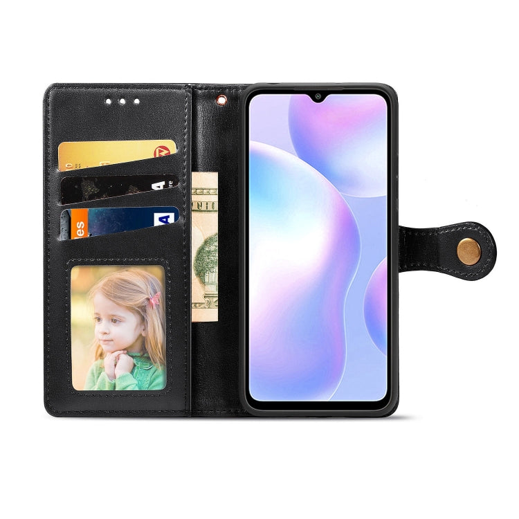 For Xiaomi Redmi 9A Retro Solid Color Leather Buckle Phone Case with Lanyard & Photo Frame & Card Slot & Wallet & Stand Function