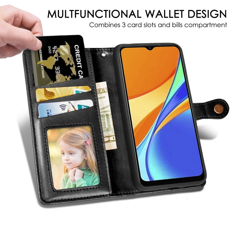 For Xiaomi Redmi 9A Retro Solid Color Leather Buckle Phone Case with Lanyard & Photo Frame & Card Slot & Wallet & Stand Function