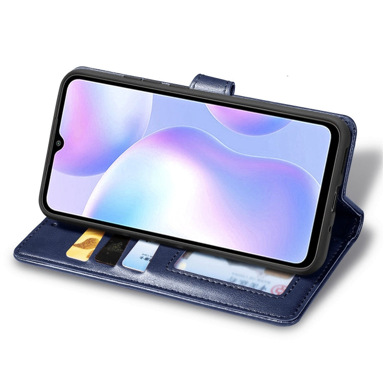 For Xiaomi Redmi 9A Retro Solid Color Leather Buckle Phone Case with Lanyard & Photo Frame & Card Slot & Wallet & Stand Function