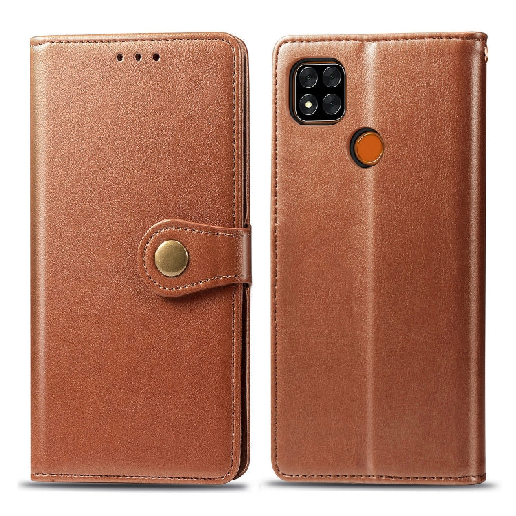 For Xiaomi Redmi 9C Retro Solid Color Leather Buckle Phone Case with Lanyard & Photo Frame & Card Slot & Wallet & Stand Function