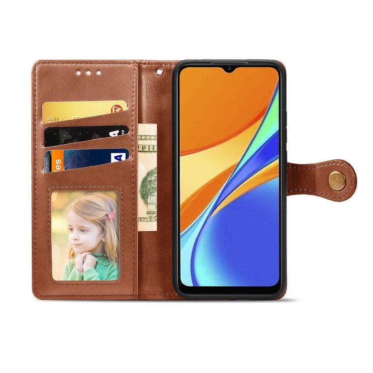 For Xiaomi Redmi 9C Retro Solid Color Leather Buckle Phone Case with Lanyard & Photo Frame & Card Slot & Wallet & Stand Function