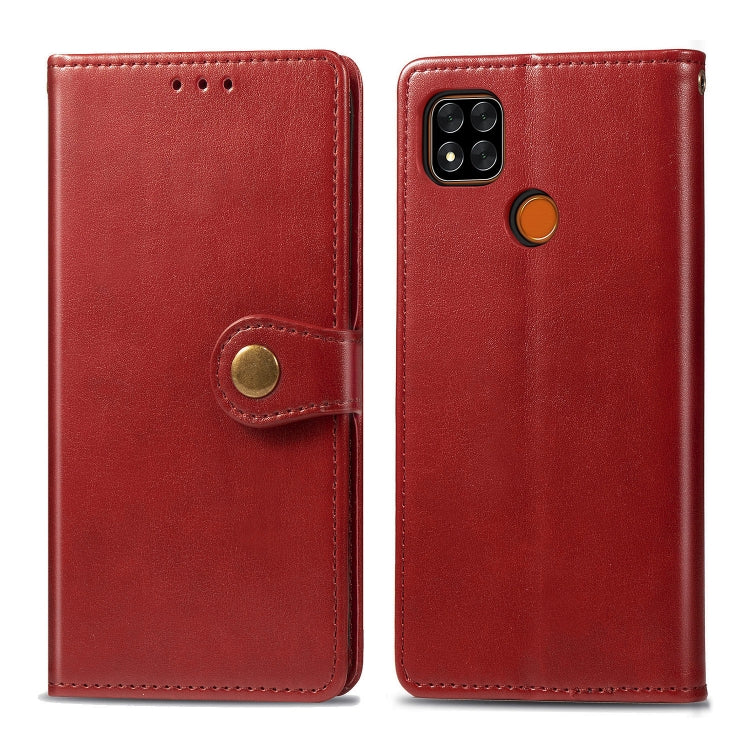 For Xiaomi Redmi 9C Retro Solid Color Leather Buckle Phone Case with Lanyard & Photo Frame & Card Slot & Wallet & Stand Function