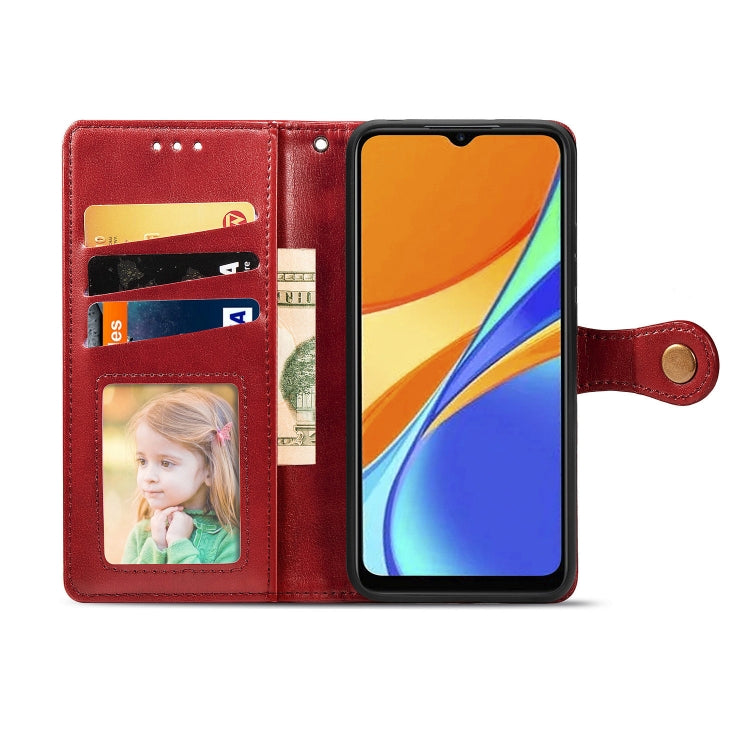 For Xiaomi Redmi 9C Retro Solid Color Leather Buckle Phone Case with Lanyard & Photo Frame & Card Slot & Wallet & Stand Function