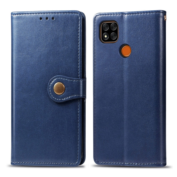 For Xiaomi Redmi 9C Retro Solid Color Leather Buckle Phone Case with Lanyard & Photo Frame & Card Slot & Wallet & Stand Function