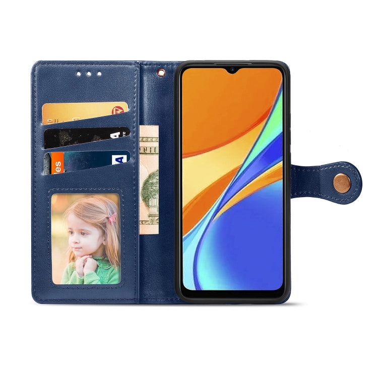 For Xiaomi Redmi 9C Retro Solid Color Leather Buckle Phone Case with Lanyard & Photo Frame & Card Slot & Wallet & Stand Function