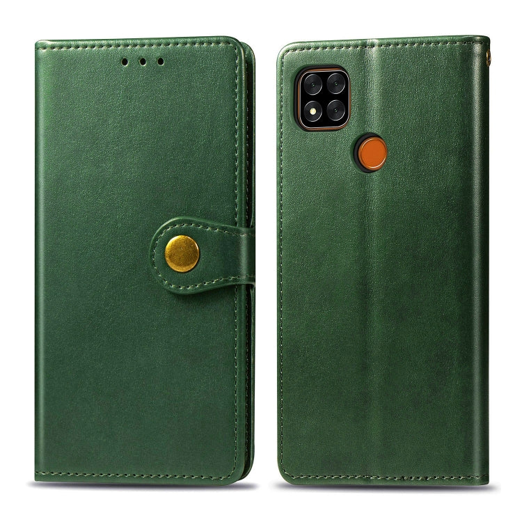 For Xiaomi Redmi 9C Retro Solid Color Leather Buckle Phone Case with Lanyard & Photo Frame & Card Slot & Wallet & Stand Function