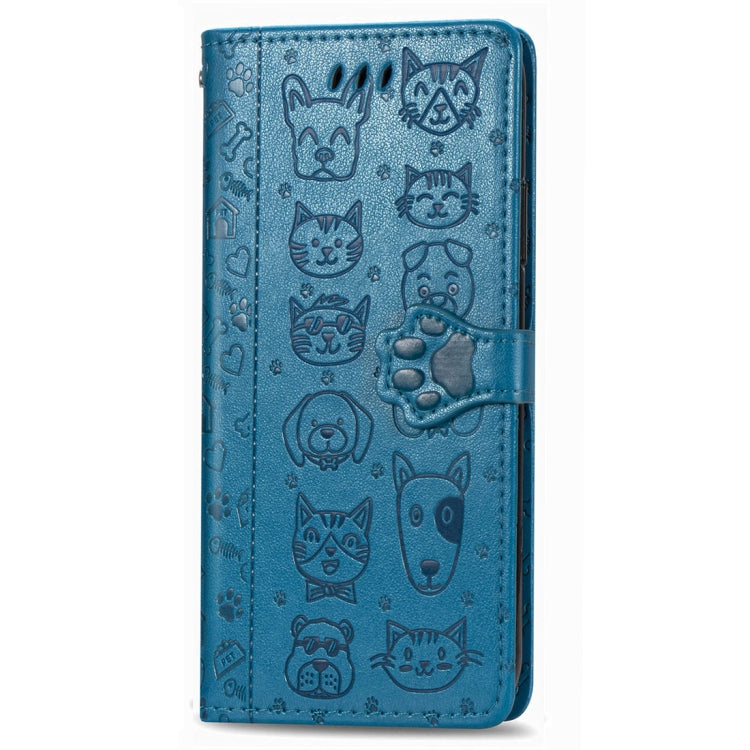 For Xiaomi Redmi 9A Cute Cat and Dog Embossed Horizontal Flip Leather Case with Holder & Card Slots & Wallet & Lanyard