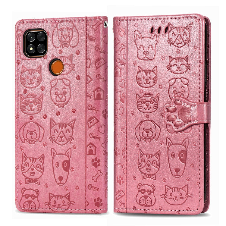 For Xiaomi Redmi 9C Cute Cat and Dog Embossed Horizontal Flip Leather Case with Holder & Card Slots & Wallet & Lanyard