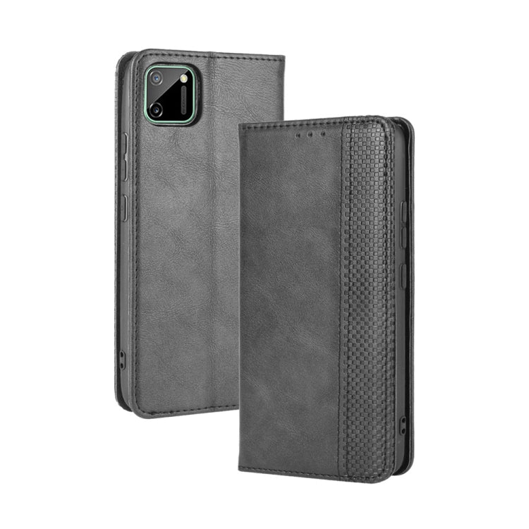 For OPPO Realme C11 Magnetic Buckle Retro Crazy Horse Texture Horizontal Flip Leather Case with Holder & Card Slots & Photo Frame