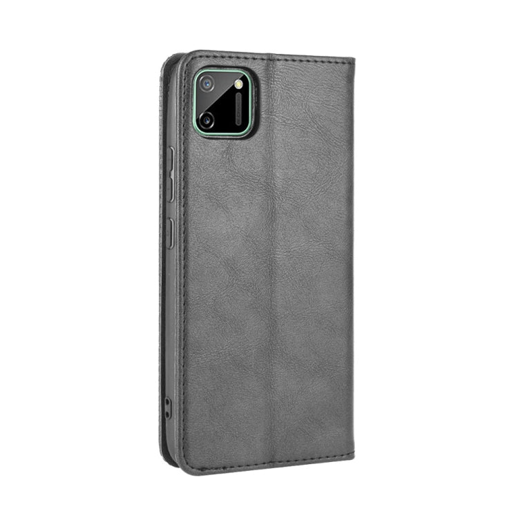 For OPPO Realme C11 Magnetic Buckle Retro Crazy Horse Texture Horizontal Flip Leather Case with Holder & Card Slots & Photo Frame