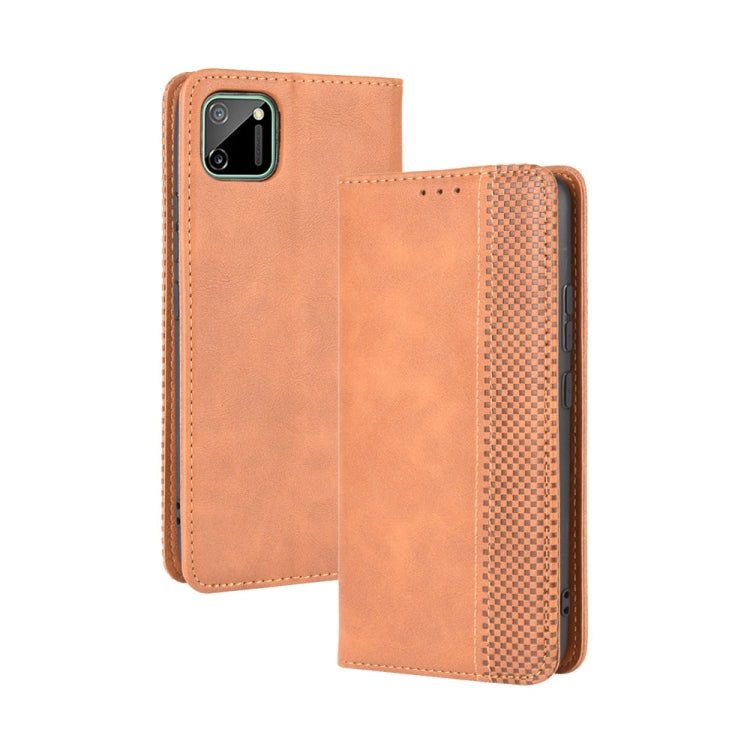 For OPPO Realme C11 Magnetic Buckle Retro Crazy Horse Texture Horizontal Flip Leather Case with Holder & Card Slots & Photo Frame