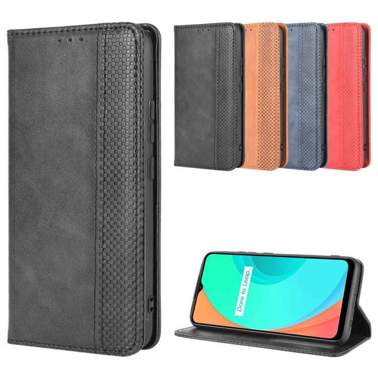 For OPPO Realme C11 Magnetic Buckle Retro Crazy Horse Texture Horizontal Flip Leather Case with Holder & Card Slots & Photo Frame