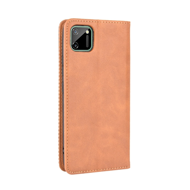 For OPPO Realme C11 Magnetic Buckle Retro Crazy Horse Texture Horizontal Flip Leather Case with Holder & Card Slots & Photo Frame