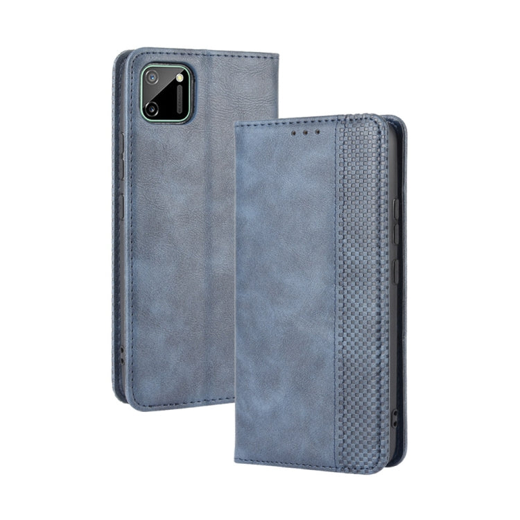 For OPPO Realme C11 Magnetic Buckle Retro Crazy Horse Texture Horizontal Flip Leather Case with Holder & Card Slots & Photo Frame